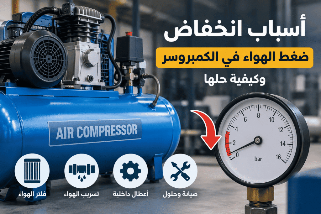 أسباب انخفاض ضغط الهواء في الكمبروسر 